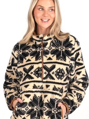 Carhartt Fair Isle Pullover Fleece Loose Fit Sherpa Sweatshirt Women's Large